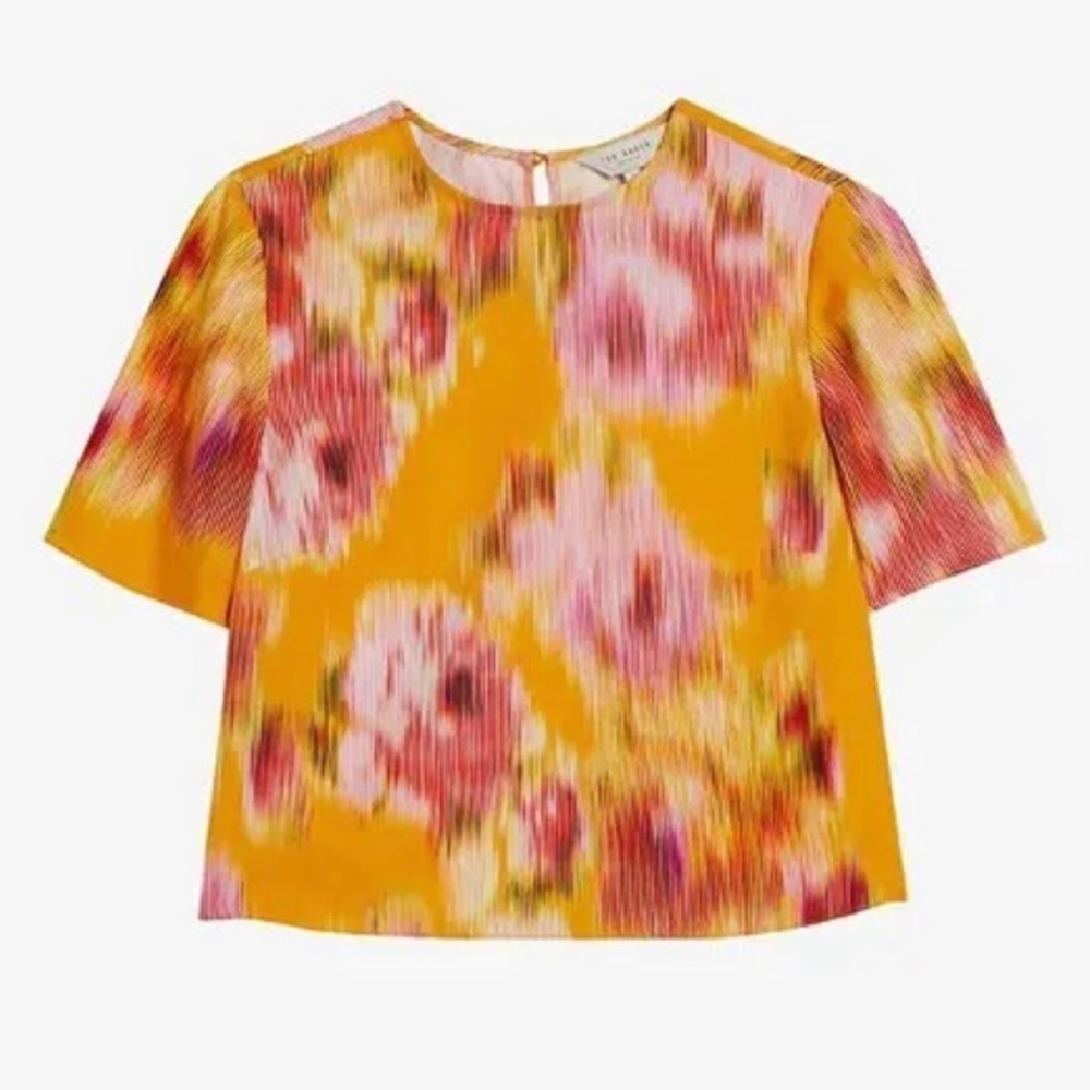 TED BAKER LONDON  Hitaku Floral-Print Woven Top in Orange Size US 4 / Ted 1 - Picture 4 of 6